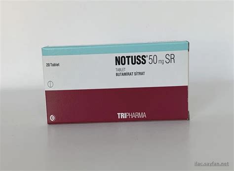 notuss 50 mg sr 20 tablet ne için kullanılır